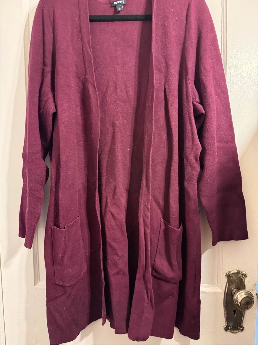 torrid Open-Front Cardigan Jacket in Berry Plum